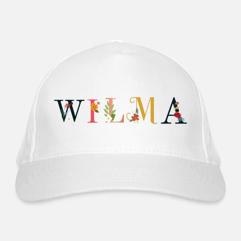 Le nom WILMA est décoré de fleurs Casquette classique bio