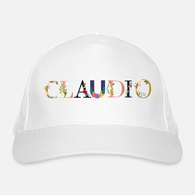 CLAUDIO Name mit Blumen geschmückt Bio-Baseballkappe