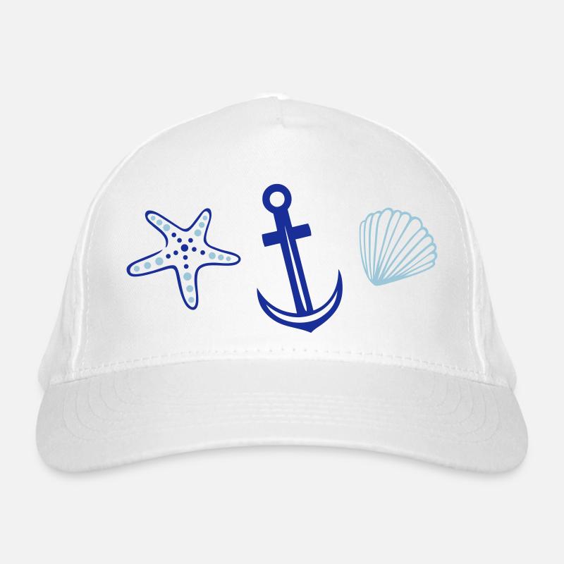 Anchor with starfish and shell. Organic Baseball Cap