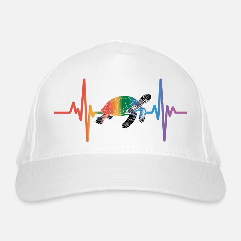 Tortue colorée en forme de battement de cœur Casquette classique bio