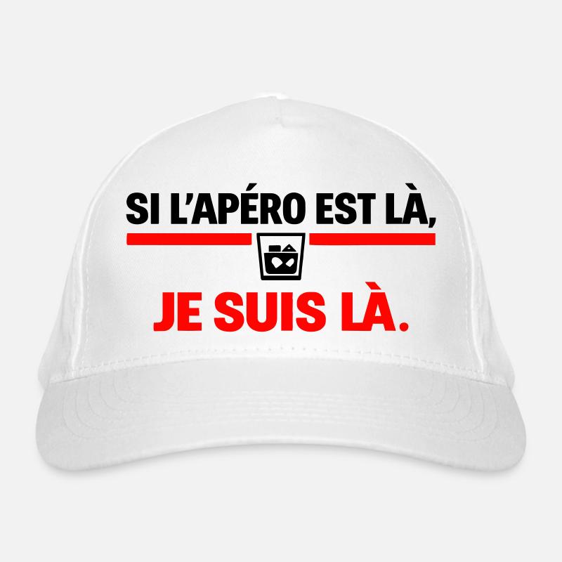 Wenn der Aperitif da ist, bin ich dabei, Humor - Bio-Baseballkappe - Weiß