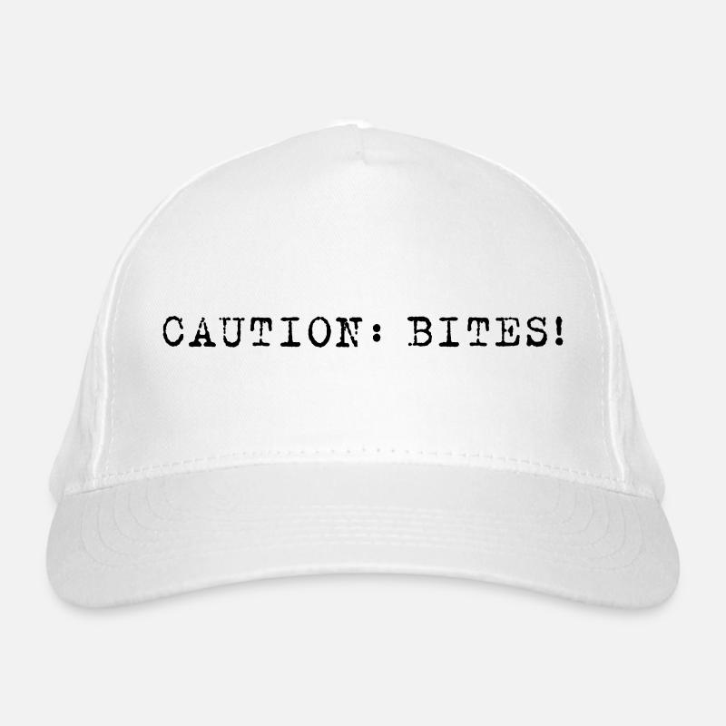 Caution: Bites! – Klare minimalistische Ansage Bio-Baseballkappe