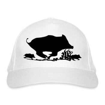 Sanglier chasse silhouette gibier chasseur animal  - Casquette classique bio - blanc - Devant