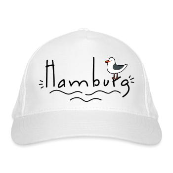 Hamburg mit Möwe - Bio-Baseballkappe - Weiß - Vorne
