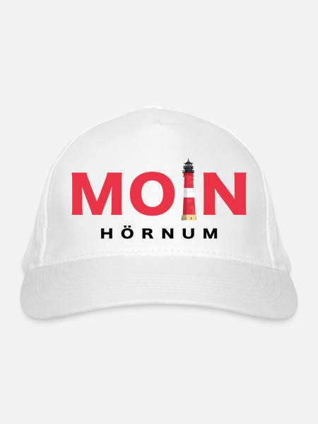 Moin Sylt, Leuchtturm Hörnum - Bio-Baseballkappe - Weiß