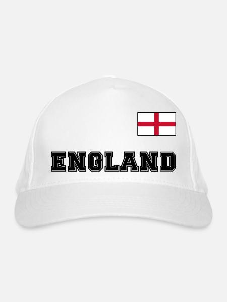 ENGLAND Trikot Look mit Flagge Fahne auf der Brust - Bio-Baseballkappe - Weiß - Vorne