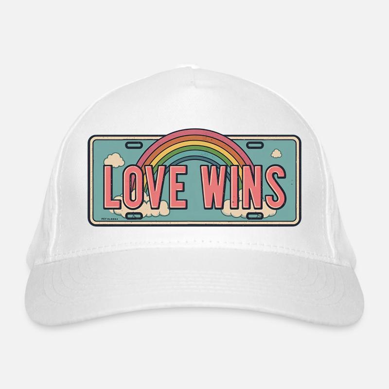 Love Wins – Regenbogen Nummernschild Design Bio-Baseballkappe