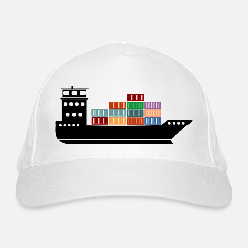 Seecontainerschiff oder Boot mit Containern Bio-Baseballkappe