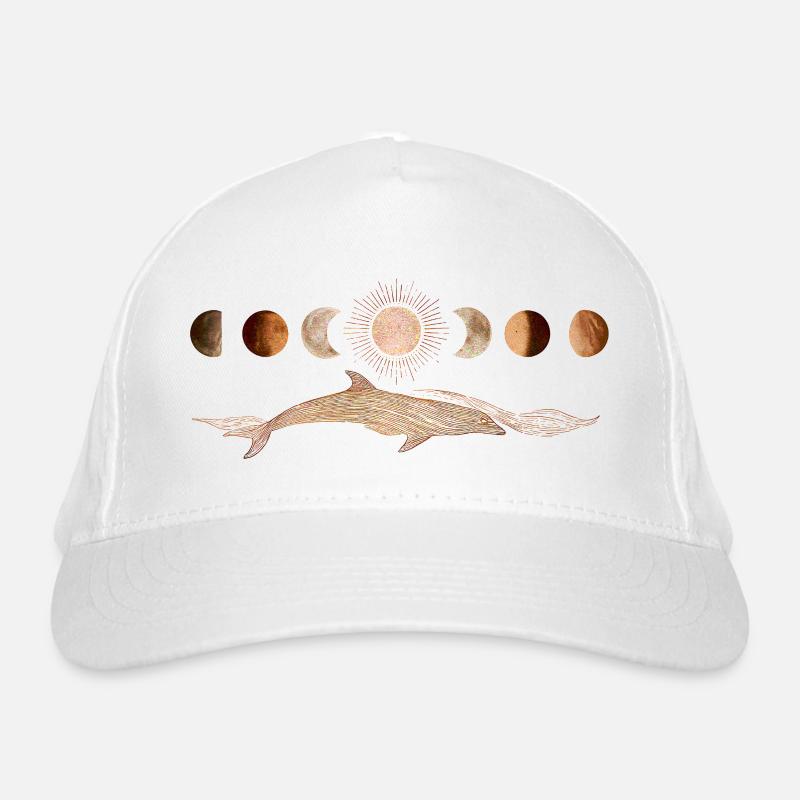Dauphin avec phases de lune dorée dans un bohème mystique Casquette classique bio