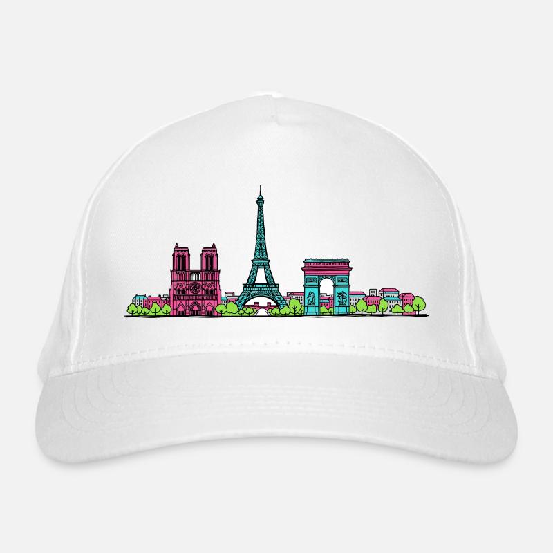 Paris City Skyline Eiffel Tower Modern Line Art Organic Baseball Cap