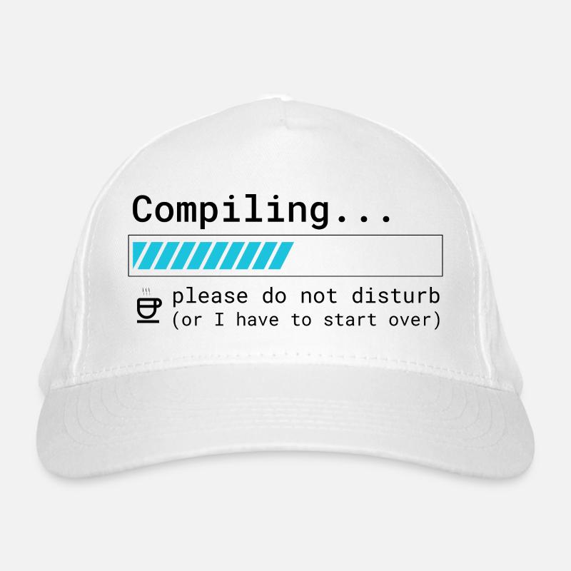 Funny Programmer T-Shirt - Compiling Please Organic Baseball Cap