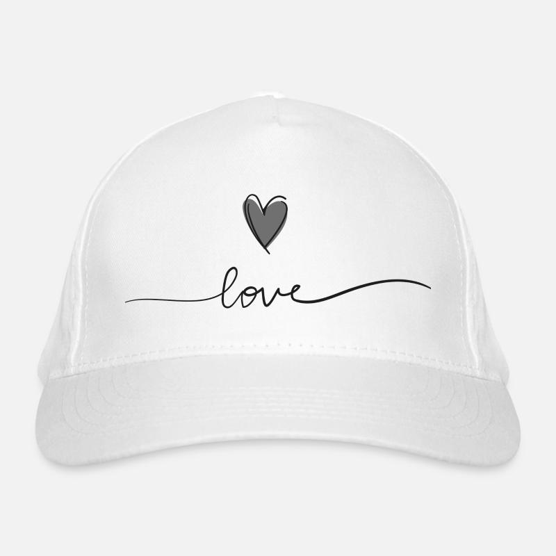 Love – mit Herz - Bio-Baseballkappe - Weiß