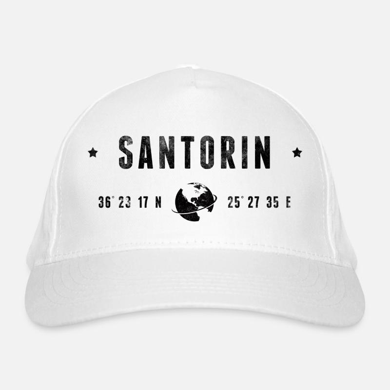 Santorini Stylized Geographical Coordinates Organic Baseball Cap