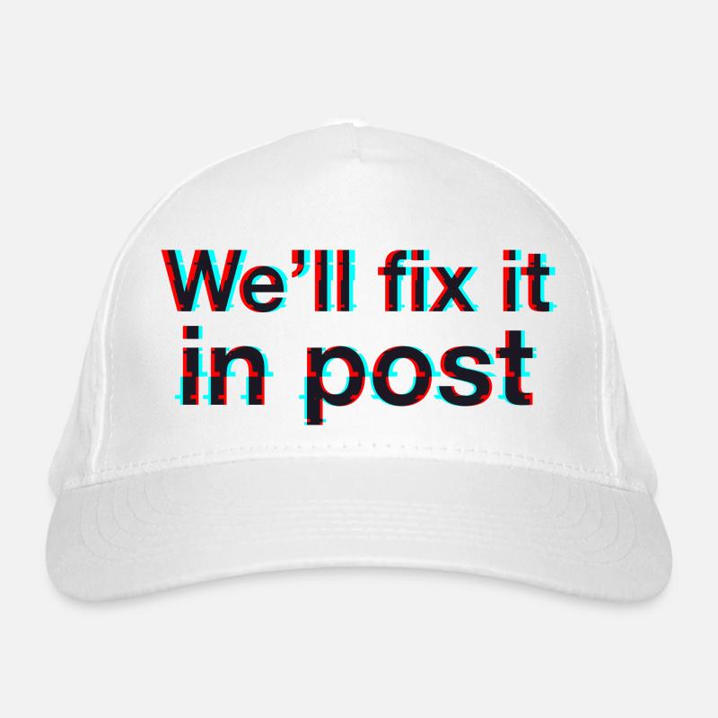 We'll fix it in post. Glitch. Texte Noir. - Casquette classique bio - blanc