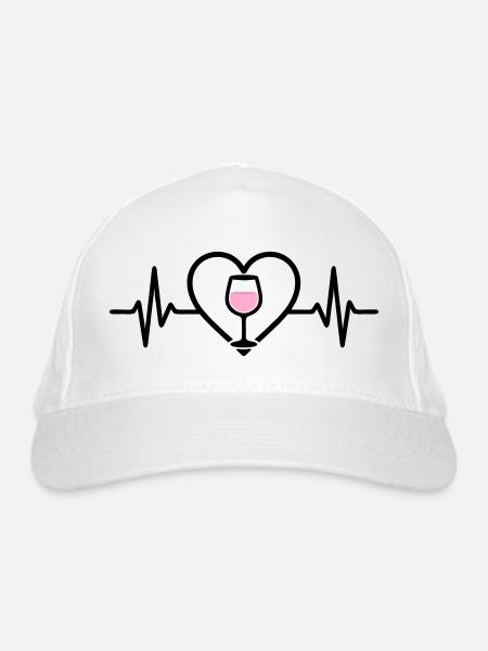 Wein Weinglas Herz Roséwein - Bio-Baseballkappe - Weiß - Vorne