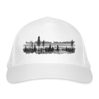 Sunrise in foggy forest. - Organic Baseball Cap - white - Front