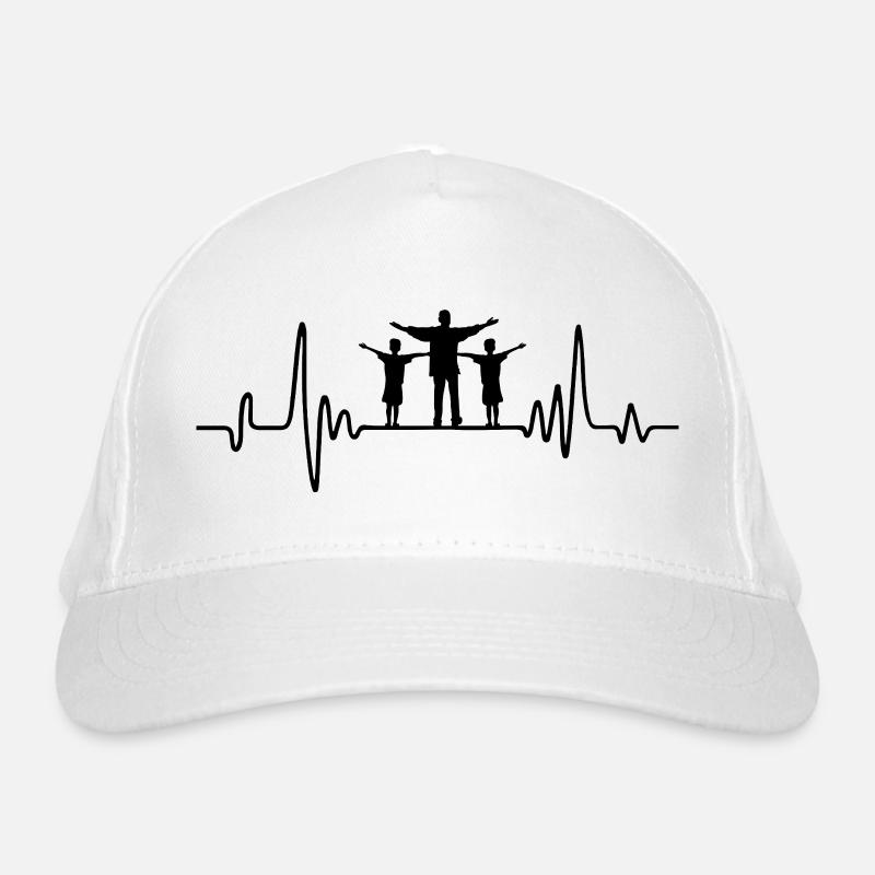 Father with two sons heartbeat dad with 2 Organic Baseball Cap