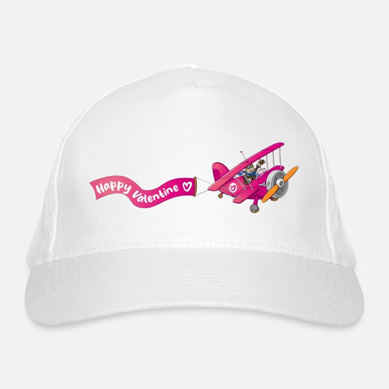 Ma valentine, pilote avec des fleurs en avion - Casquette classique bio - blanc
