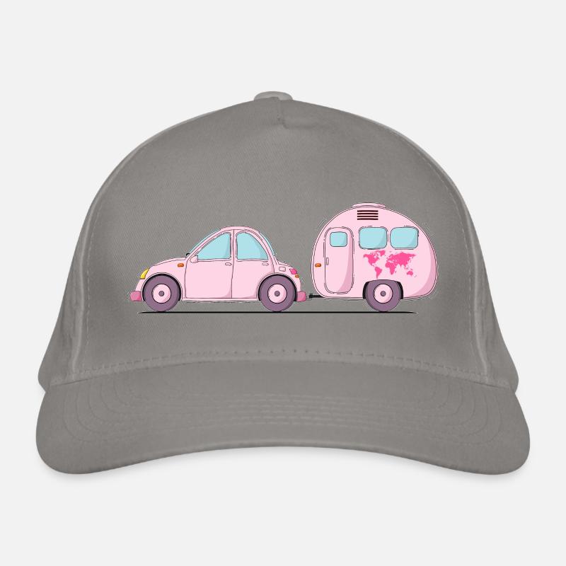 Auto mit Wohnwagen Rosa Bio-Baseballkappe