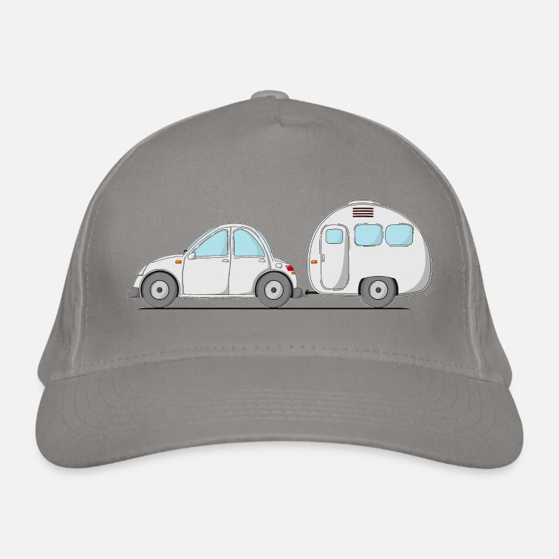 Auto mit Wohnwagen Grau Bio-Baseballkappe