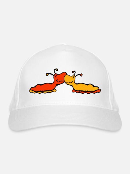 2 snails kiss two slugs couple love - Organic Baseball Cap - white - Front