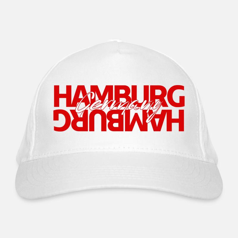 Hamburg Germany Bold Typography - Organic Baseball Cap - white