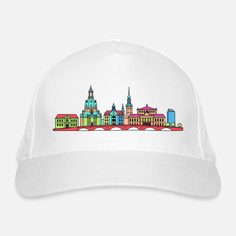 Dresdener Stadtskyline Frauenkirche Linienkunst Bio-Baseballkappe