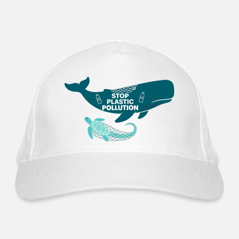 Stop Plastic Pollution, whale and turtle Bio-Baseballkappe
