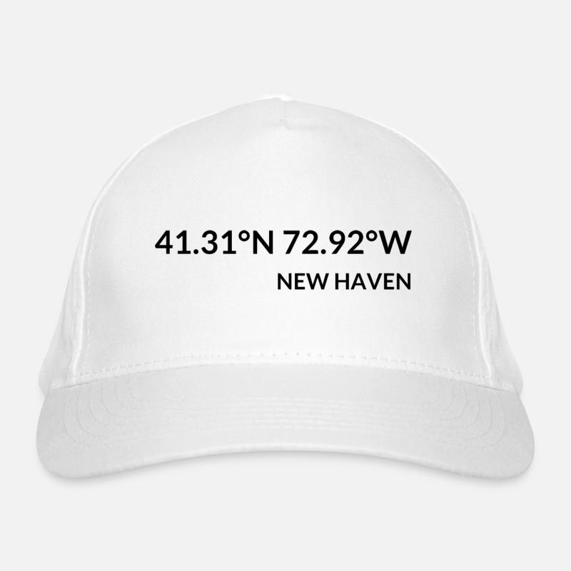 New Haven, Connecticut, USA Coordinates Organic Baseball Cap