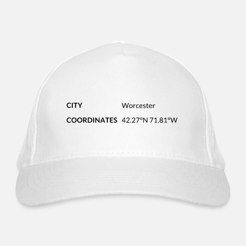 Worcester, Massachusetts, USA Coordinates Organic Baseball Cap