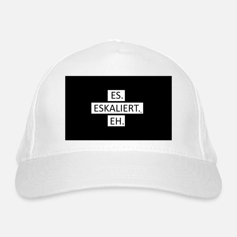 Es eskaliert eh - Bio-Baseballkappe - Weiß