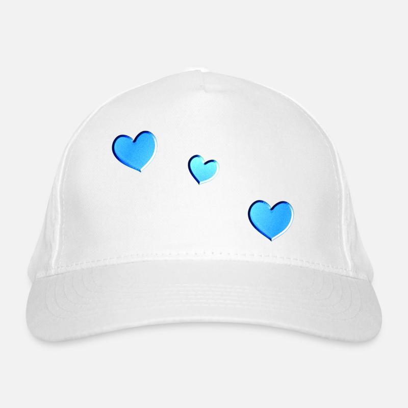 three blue hearts symbol love glitter pattern Organic Baseball Cap