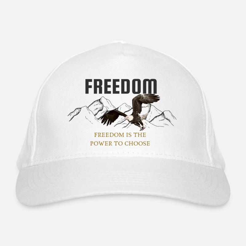 Grey Art Freedom Eagle Design - Organic Baseball Cap - white