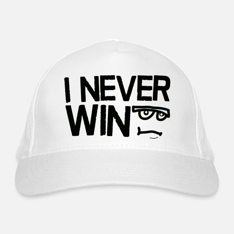 I Never Win Saying with a funny face Organic Baseball Cap