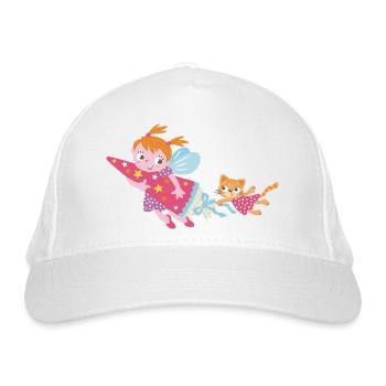 Einschulung Fee, Hurra ich bin ein Schulkind! - Bio-Baseballkappe - Weiß - Vorne