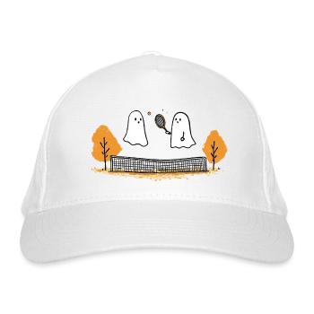Halloween Tennis Geister Herbst Spaß Match - Bio-Baseballkappe - Weiß - Vorne
