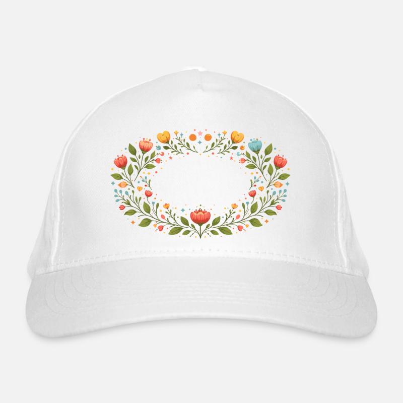 Cadre floral printanier avec fleurs Casquette classique bio