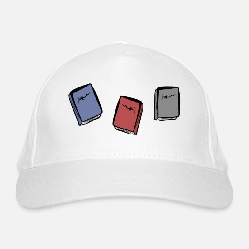 three books reading pattern cartoon Organic Baseball Cap