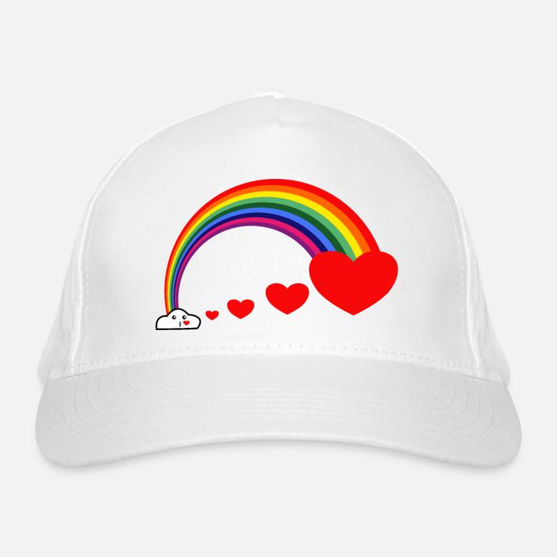 Regenbogen Herz Küsse Bio-Baseballkappe