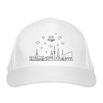 WELCOMING OUT Hamburg Skyline Kompakt - Bio-Baseballkappe - Weiß - Vorne
