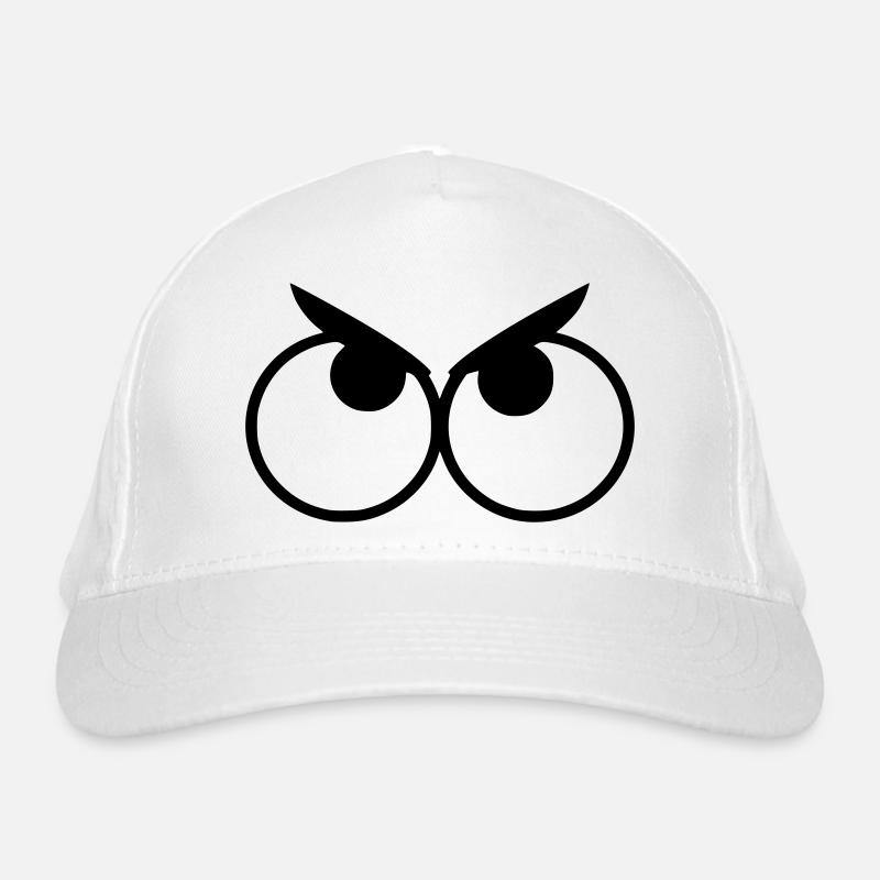 Angry looking eyes with eyebrows # Organic Baseball Cap