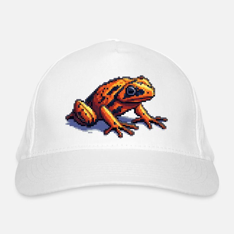 Pfeilgiftfrosch in cooler retro Pixelgrafik Bio-Baseballkappe