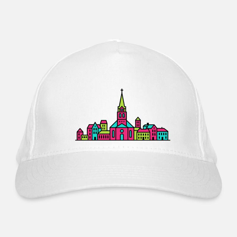 Jonköping City Skyline Lake Vattern-Linienkunst Bio-Baseballkappe