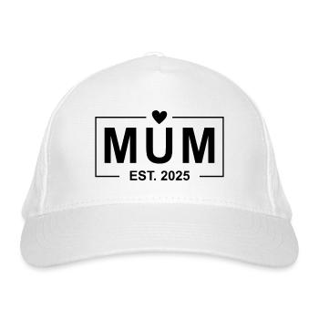 Mama Est 2025 - Bio-Baseballkappe - Weiß - Vorne