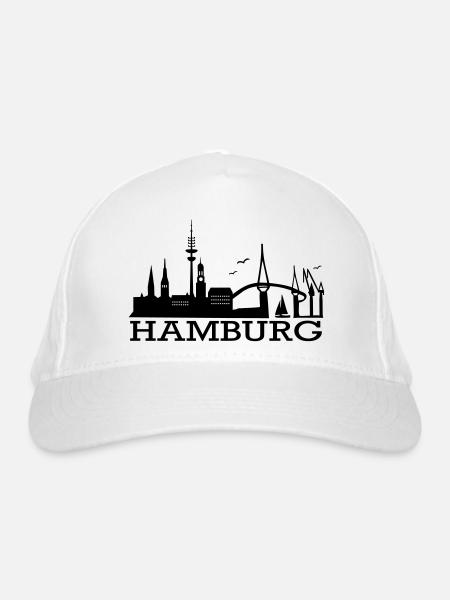 Hamburg Skyline - Bio-Baseballkappe - Weiß