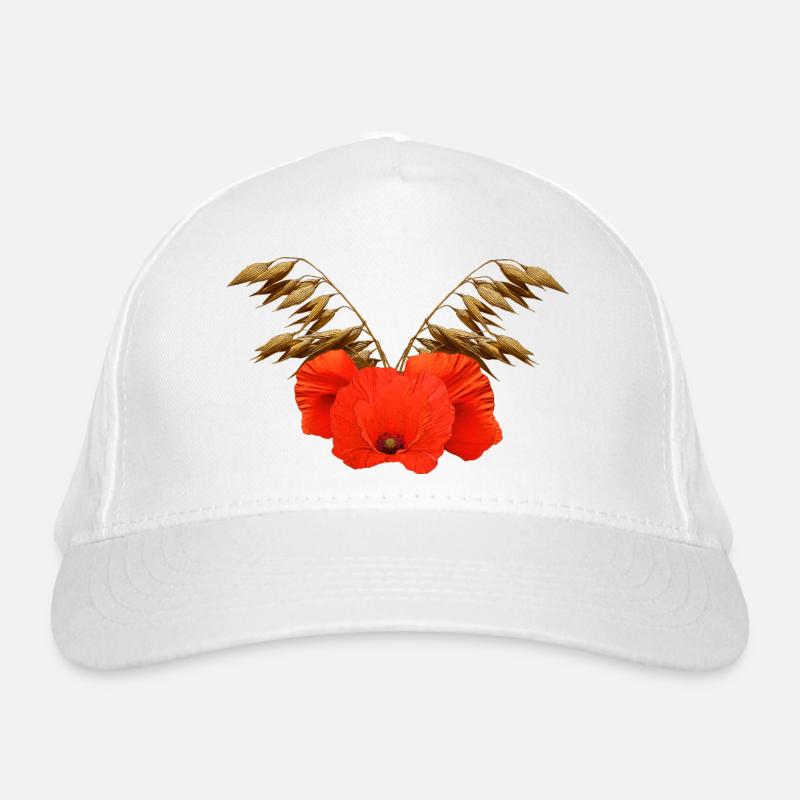 ländliche blumenmuster, Mohnmuster mit Hafer Bio-Baseballkappe