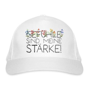 Hochsensibles T-Shirt: Geschenkidee für HSP - Bio-Baseballkappe - Weiß - Vorne