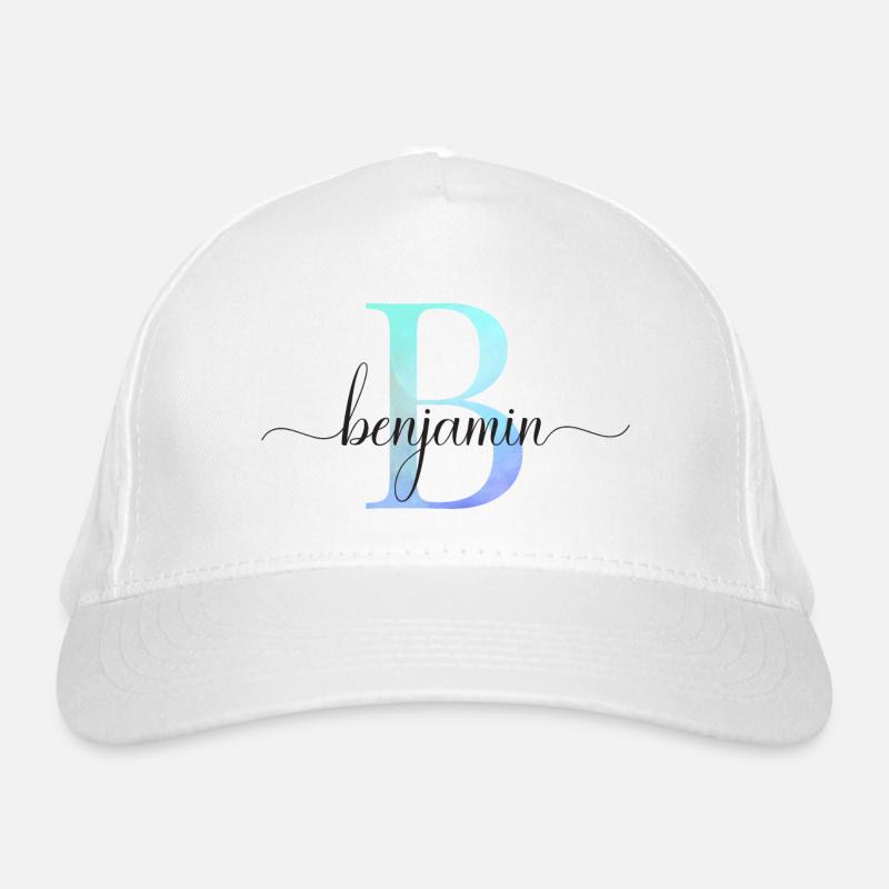 B| Monogramme | Nom | Benjamin | Aquarelle Casquette classique bio