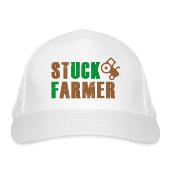 STUCK FARMER BROWN GREEN - Organic Baseball Cap - white - Front