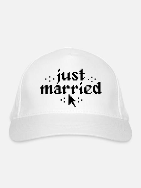 Just Married Pixel lustiges Hochzeitsgeschenk - Bio-Baseballkappe - Weiß